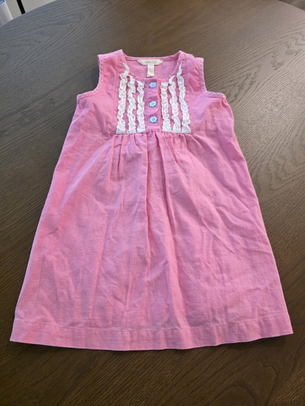 Cotton Linen Pink And White Shift Dress Girls Size 6